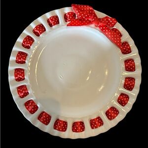Red and White Polka Dot Bow Plate